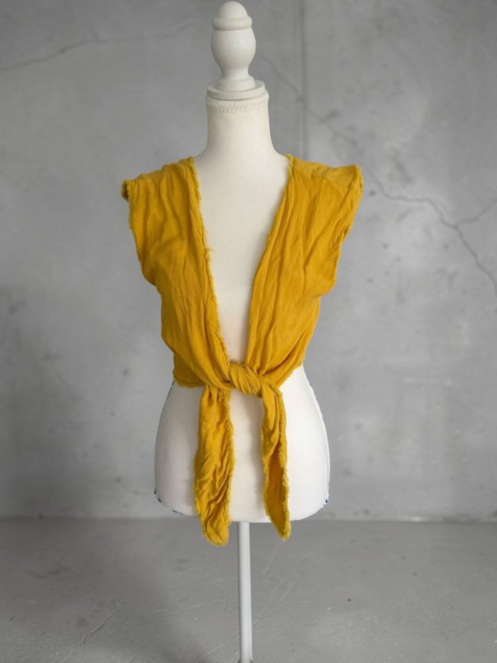 FREE PEOPLE Marigold Yellow Tie Front Vest Size Small